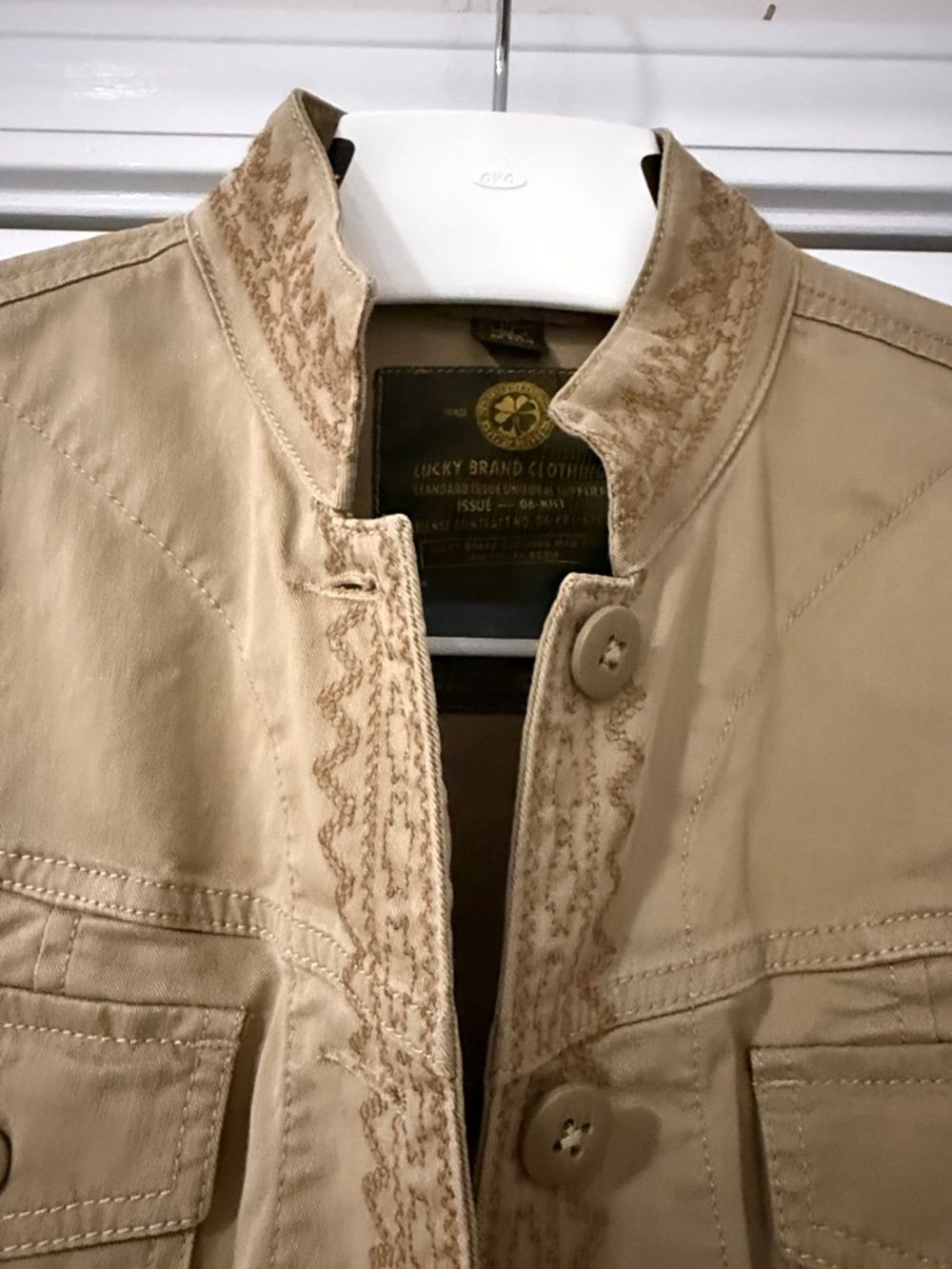 Lucky Brand Jacket Women Medium Tan Embroidered Cuffs Waist Neck Western Cowgirl - Picture 2 of 11